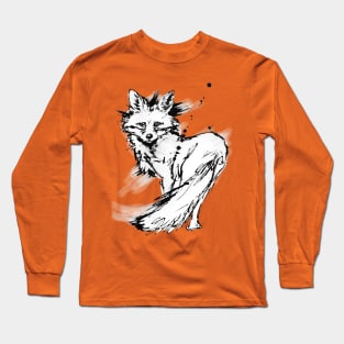 You Looking at me! - Cute fox drawing in black and white Long Sleeve T-Shirt